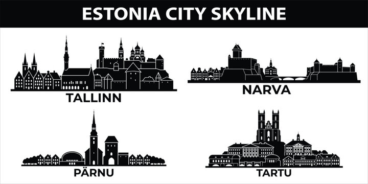 City skyline landscape set of Estonia