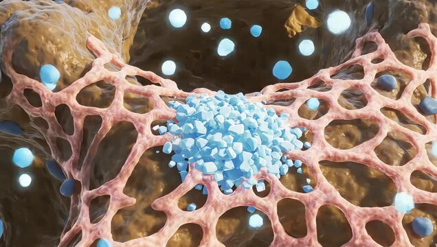 Female hormones maintaining healthy bone density, calcium particles strengthening bone structure at microscopic level