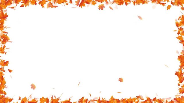 Anatomy Maple Leaves Particles on Rectangle Frame Path Animation. Realistic Anatomy Maple Leaf Particle Stream Moving in a Rectangle Path.