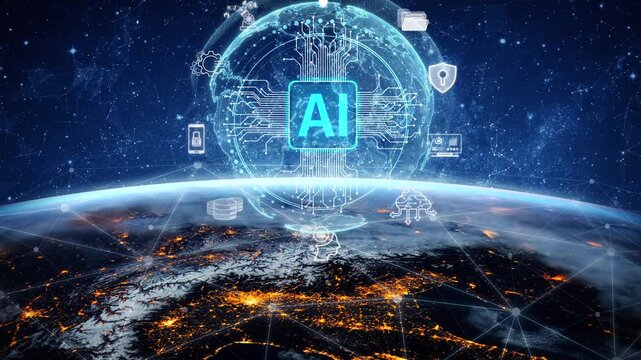 Global AI artificial intelligence transforms AI technology worldwide. Global artificial intelligence connects data, drives AI automation, and artificial intelligence empowers AI innovation. Marrow
