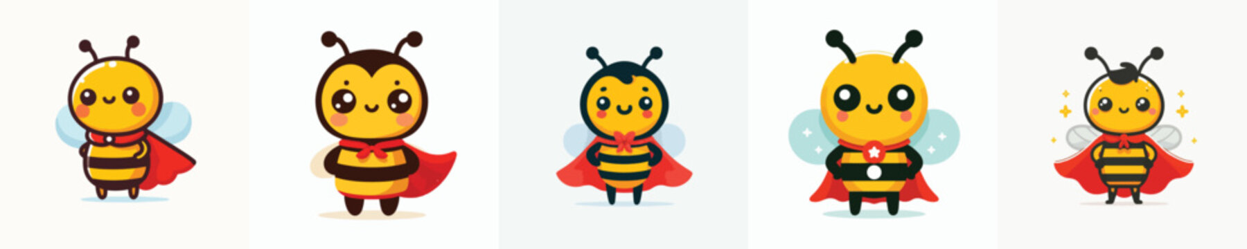 cute bee wearing a superhero costume posing bravely