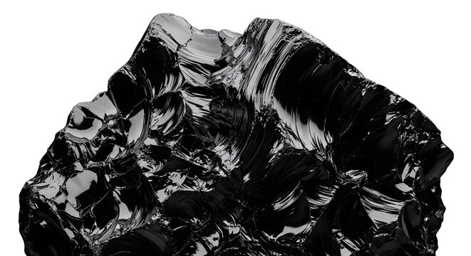 Obsidian shard isolated on transparent background dramatic black crystal formation