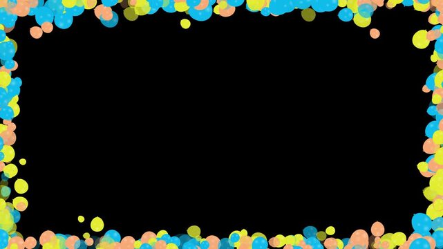Celebration Concept, Balloons Floating Along a Rectangular Border Loop. Vibrant Balloon Particle Stream Moving in a Rectangle Path. Colorful Balloon Particles on Rectangle Frame Path Animation.