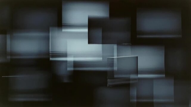 Abstract blurred rectangles in minimalistic style on dark background symbolizing technology and modern digital concepts