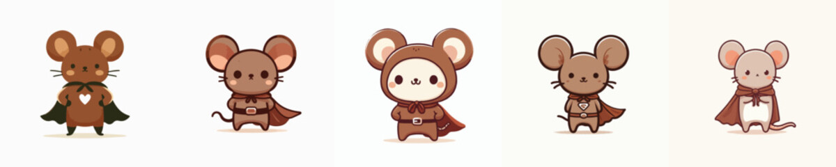 Fototapeta premium cute mouse wearing a superhero costume posing bravely