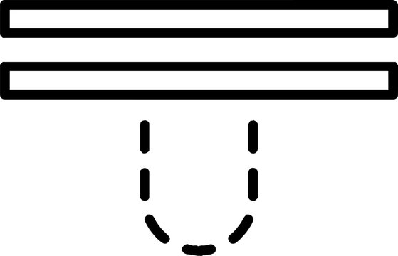 Minimalist diagram with parallel lines and dashed curve