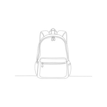 Simple backpack outline drawing in minimal one line style