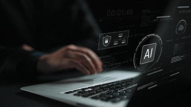 AI interface showing how artificial intelligence powers systems. AI Artificial intelligence transforms data, enables automation, and AI artificial intelligence drives innovation. Marrow