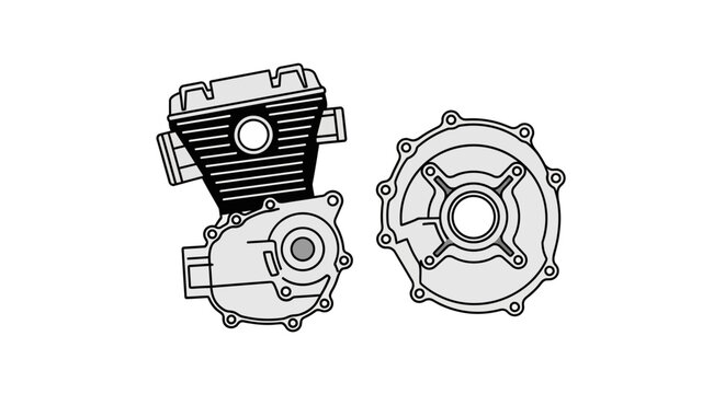 Motorcycle Engine Parts: Cylinder Head and Crankcase Cover