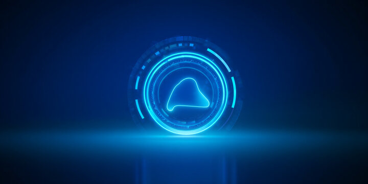 Alien Futuristic Technology Interface Glowing Neon on Dark Blue Background