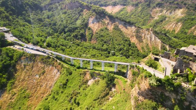Stunning aerial perspective of Civita di Bagnoregio hilltop