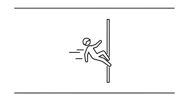 Dynamic Silhouette of a Person Climbing a Pole with Motion Blur