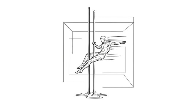Dynamic Pole Dancer in Motion, Abstract Speed Lines, Modern Fitness Concept