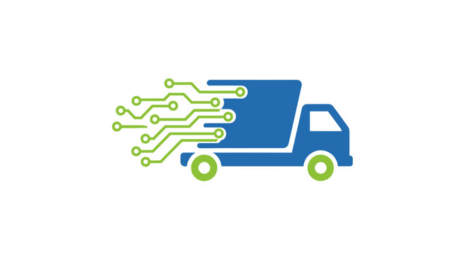 Digital Delivery Service Logo Showcasing Modern Logistics and Fast Transportation