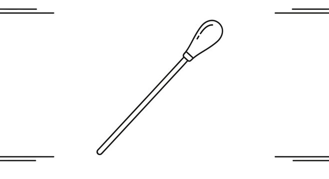Conductor's Baton with Bulbous Tip on White Background