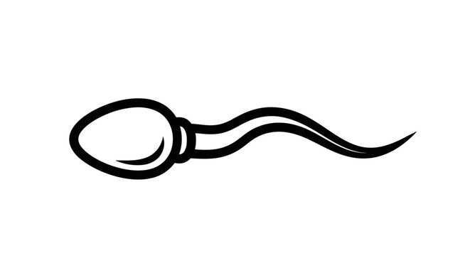 Sperm Cell Icon, Simple Outline Illustration, Biology and Reproduction Concept