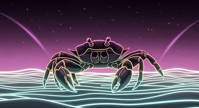 Neon crab illustration