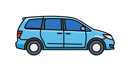 Obraz premium Blue minivan car illustration, family vehicle, isolated on white background
