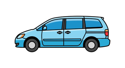 Obraz premium Blue minivan illustration isolated on white background, family car