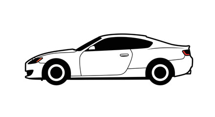 Obraz premium Modern White Sports Car Coupe Silhouette, Side View, Vector Illustration