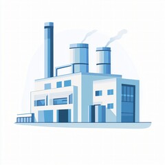 Naklejka premium Modern industrial factory building with smokestacks and manufacturing facility minimalist vector illustration