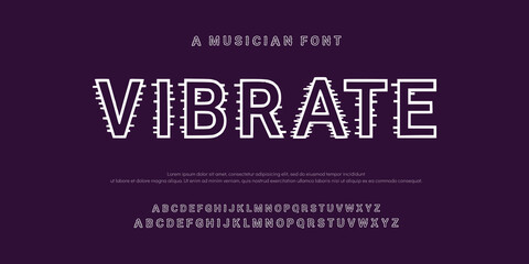 Vibrate Creative Outline Double line monogram alphabet and tech fonts. Lines font regular uppercase and lowercase. Vector illustration. © trunk_master