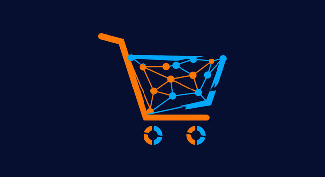 Digital Shopping Cart Illustrating Online Commerce, Technology, And Consumerism Trends