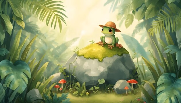 cute wallpaper of frog in the jungle