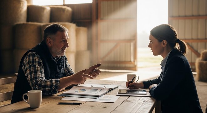 People discussing business plan indoors