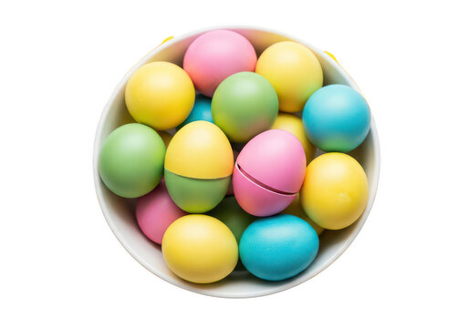 Colorful assortment of easter eggs in a cluster isolated on transparent background
