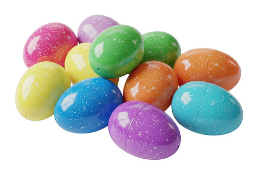 Colorful easter eggs arranged in a pile isolated on transparent background