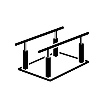 Gymnastic Parallel Bars Icon, Black and White Illustration
