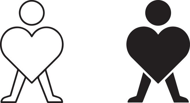 Two figures holding hearts representing love and support with relationship connection together
