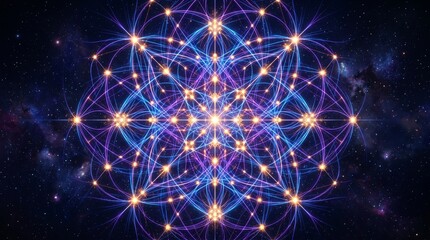 Fototapeta premium Vibrant cosmic network with glowing connections in deep space