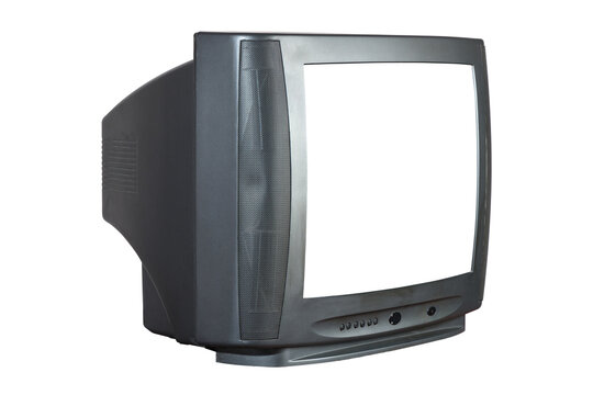 Old tv on isolated. Retro technology concept. Blank screen for text.