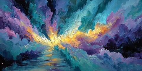 Naklejka premium Abstract Expressionism - A Vibrant Symphony of Color and Light.