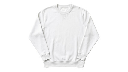 Blank white fleece sweatshirt, mock-up design, empty template of modern cotton sweater with long sleeves, isolated on transparent background, textile fabric © ATIQULISLAM