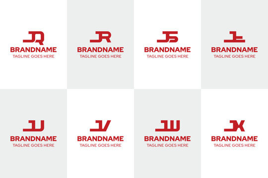Letters JQ JR JS JT JU JV JW JX Logo Monogram Set