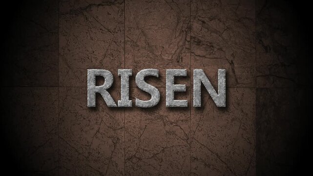 he is risen lettering animation on stone texture concrete background