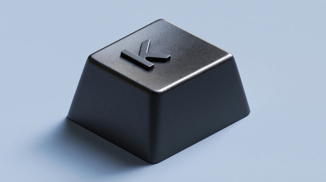 Dark Arrow Keycap Isolated on Blue-Gray Surface, Directional Keyboard Product Art