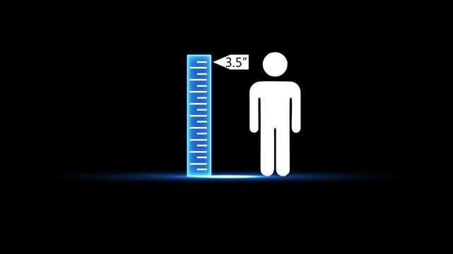Digital human height measurement infographic with 3.5 inch marker