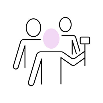 Group selfie icon. Lifestyle and social media line symbol. Color.