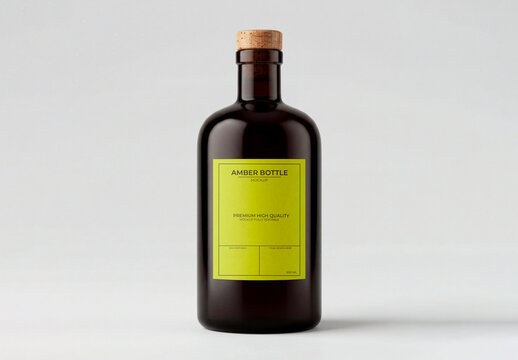 Amber Glass Bottle Mockup