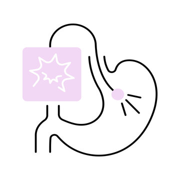 Stomach endoscopy icon. Healthcare and gastroenterology line symbol. Color.
