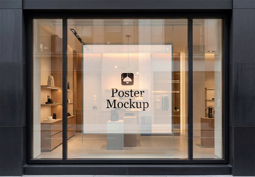 Mockup of Customizable Poster on Window