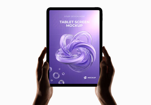 Hand Holding Tablet Mockup