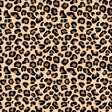 
Leopard print seamless pattern with wild cat spots