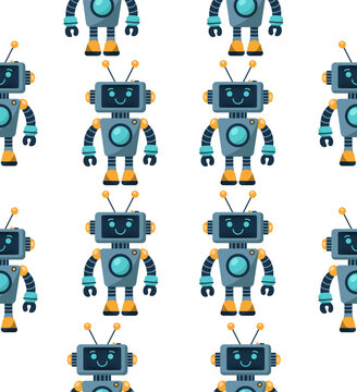 A robot pattern on a white background.