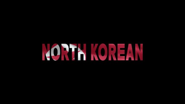 North Korean text in bold red letters on black background with dramatic lighting