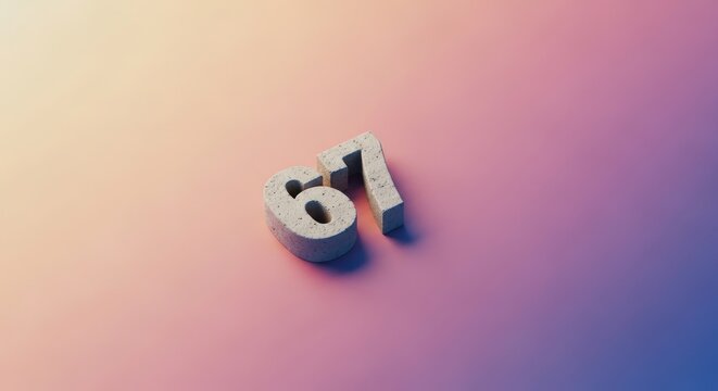 Artistic 3D Render of the Number Sixty-One on Gradient Background.